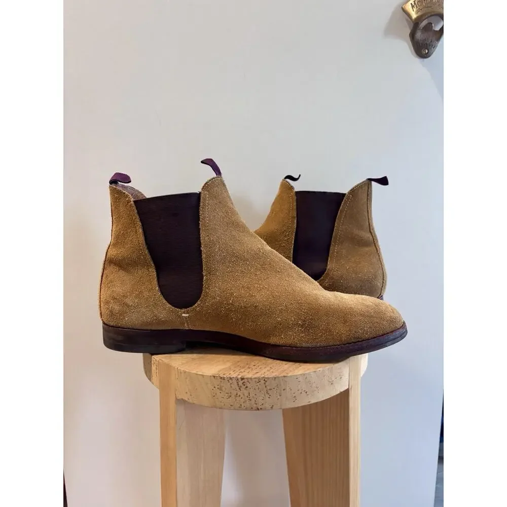 H By Hudson London Chelsea Boots Mens Size 12 / EUR 45 Tamper Sand Tan Suede